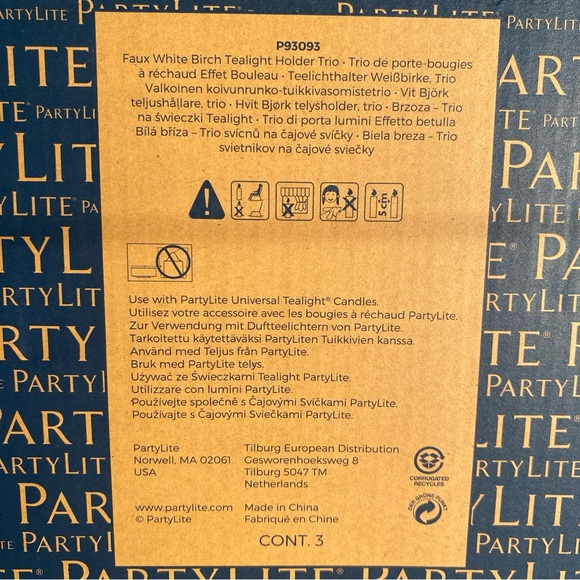 Partylite Candle Holder Faux White Birch Tealight Holder Trio P93093 - Picture 5 of 5